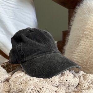 Narianna Black Cotton Washed Baseball Cap